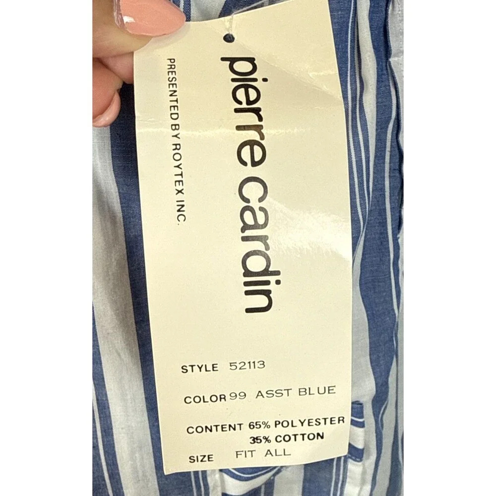 VTG Pierre Cardin NWT Robe One Size Striped Blue White Deadstock Sibleys Tag